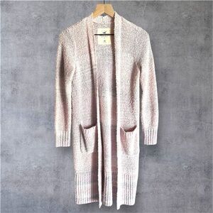 Hollister Gray and Light Pink Long Cardigan XS